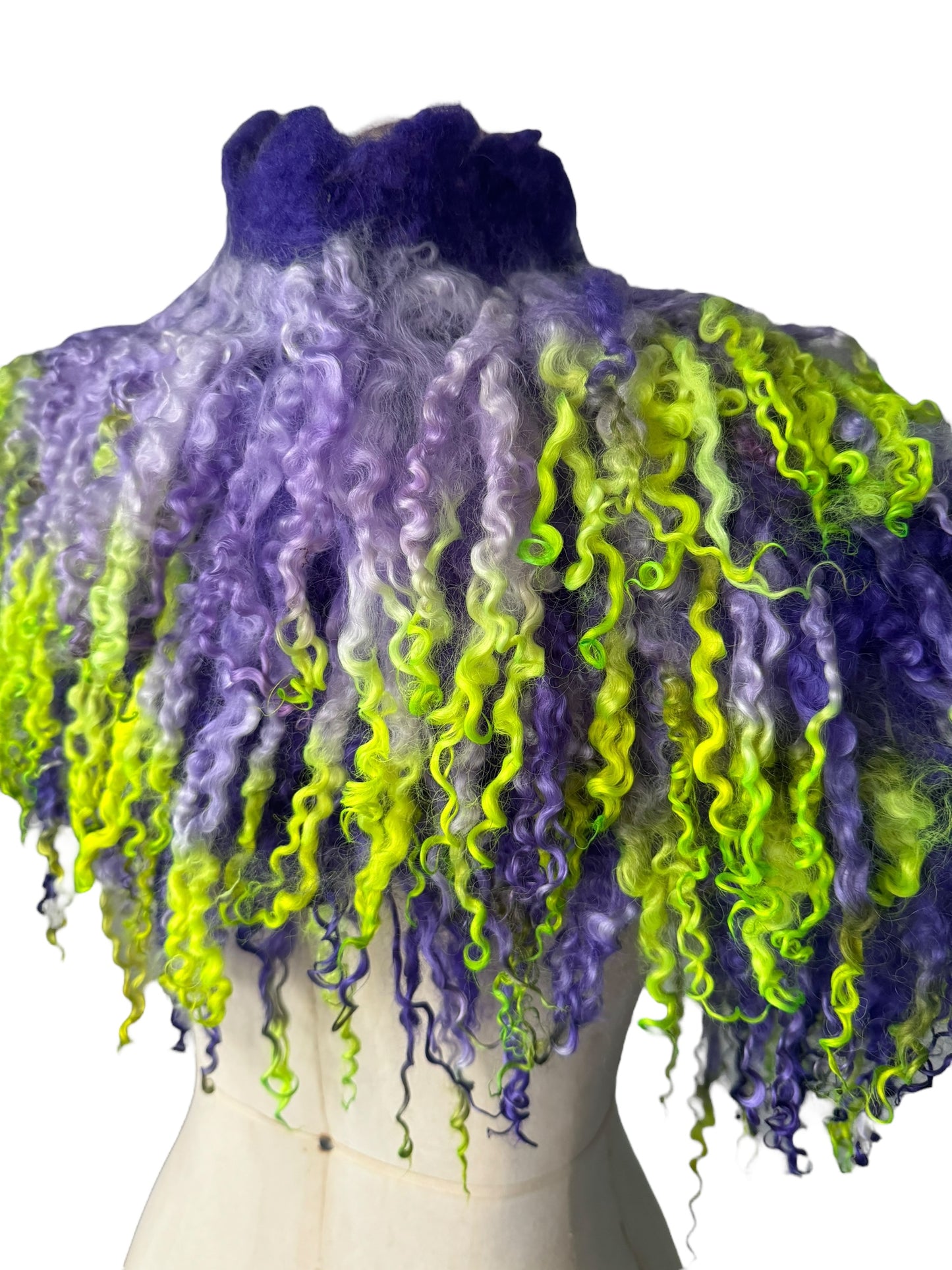 Curly Caplet Statement Wool Collar “Witches Brew”